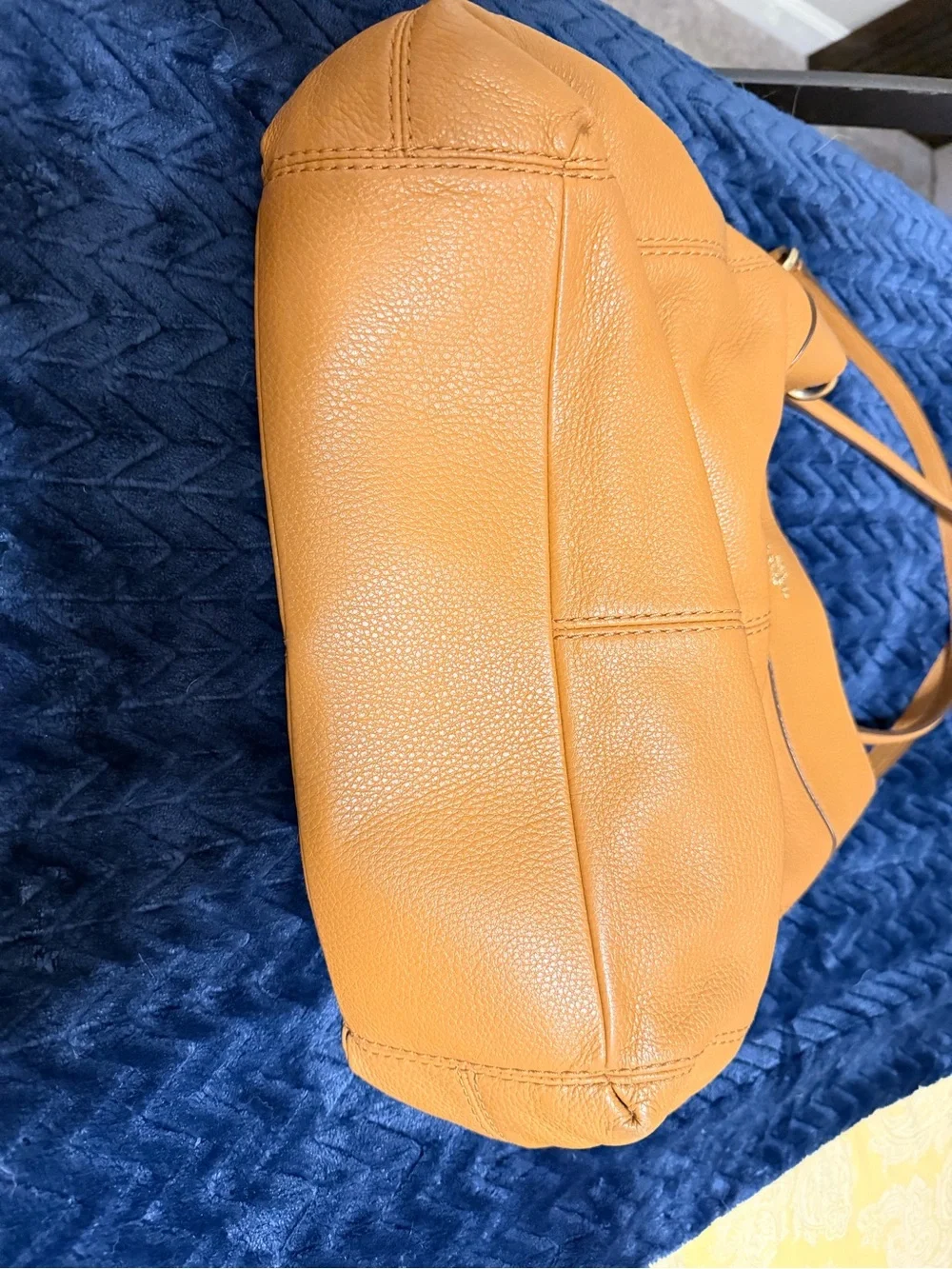 Coach Pebbled Leather Shoulder Bag in camel brown